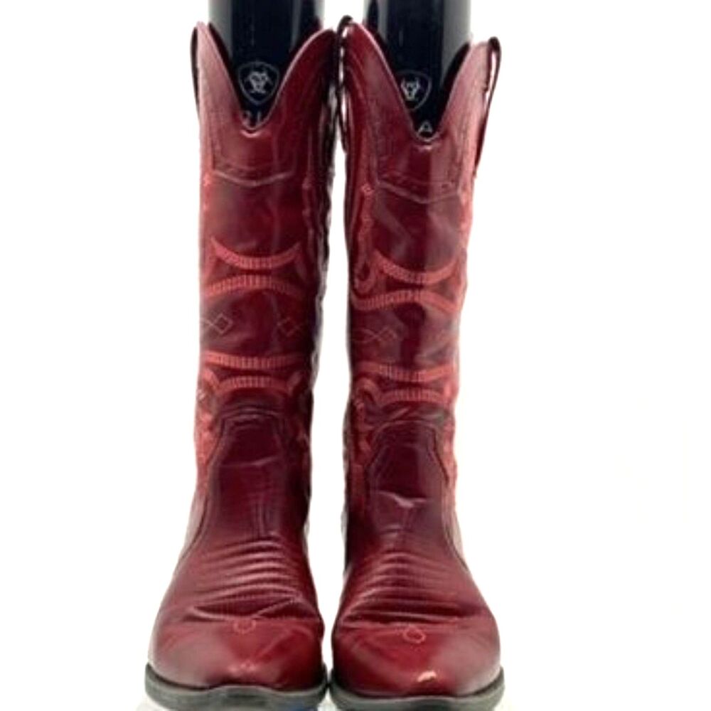 Ferrini Scarlett Red Leather Full Grain Leather Snip Toe Western Cowgirl Boots 8